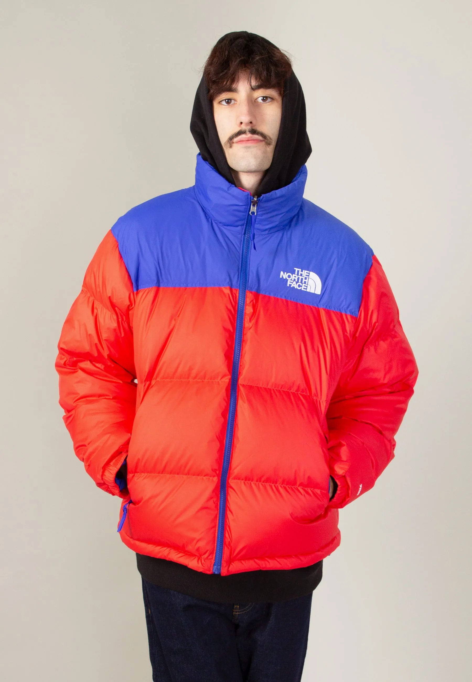 1996 Retro Nuptse Jacket - horizon red/TNF blue