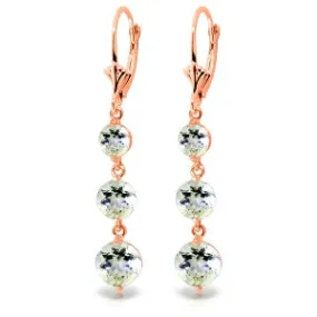 7.2 Carat 14K Solid Rose Gold Chandelier Earrings Aquamarine