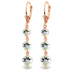 7.2 Carat 14K Solid Rose Gold Chandelier Earrings Aquamarine