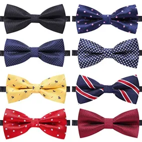 8 PACKS Elegant Adjustable Pre-tied bow ties for Men And Boys