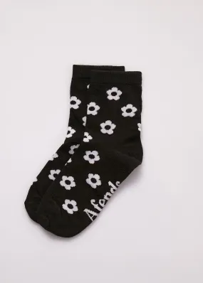 Afends Womens Mod Flower - Hemp Socks One Pack - Black