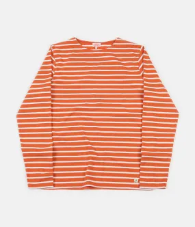 Armor Lux Breton Long Sleeve T-Shirt - Orange Henna / White