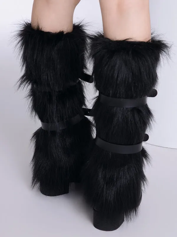 Artificial fur y2k garters leg warmers