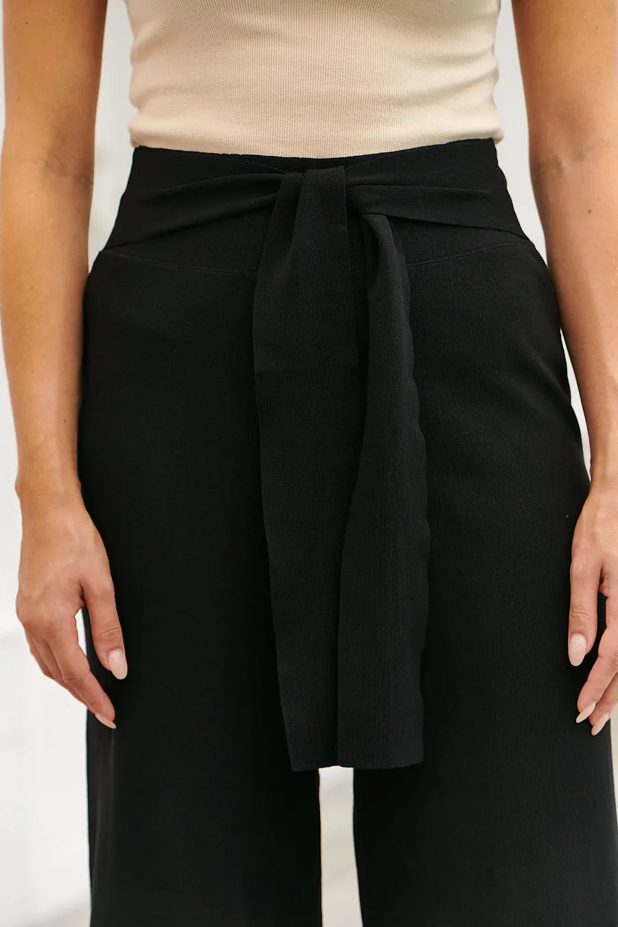 Avril Tie Front Black Culottes