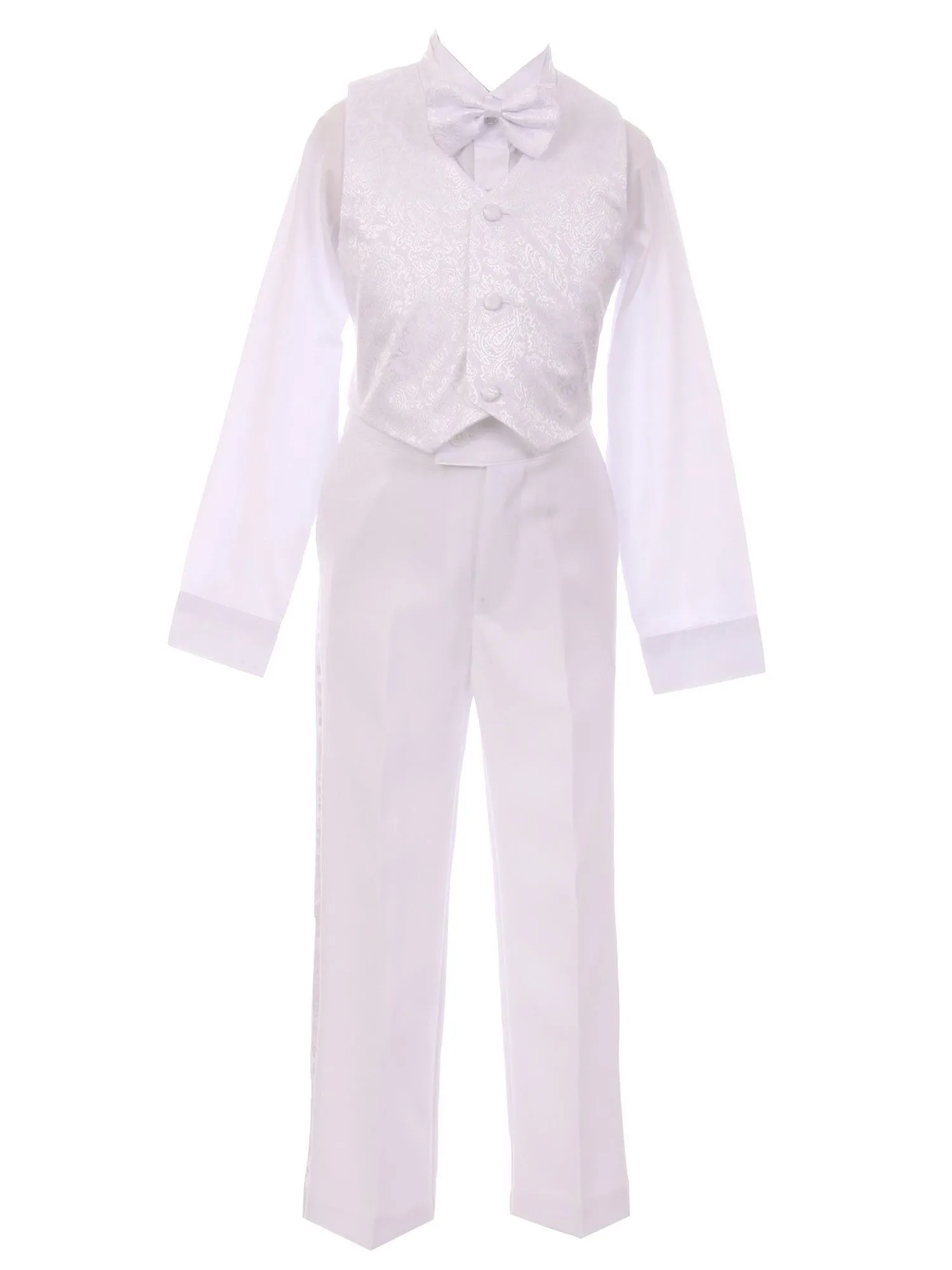 Baby Boys White Virgin Mary Embroidery Baptism Tuxedo Suit 3-24M