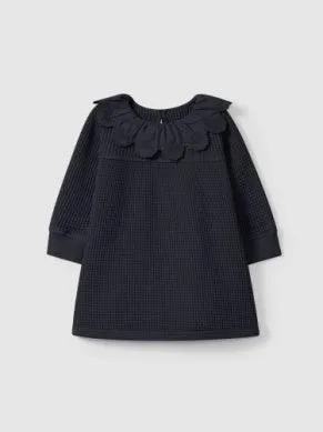 Baby Girls Dresses | Waffle w. Ruffle Dress- Navy | Snug
