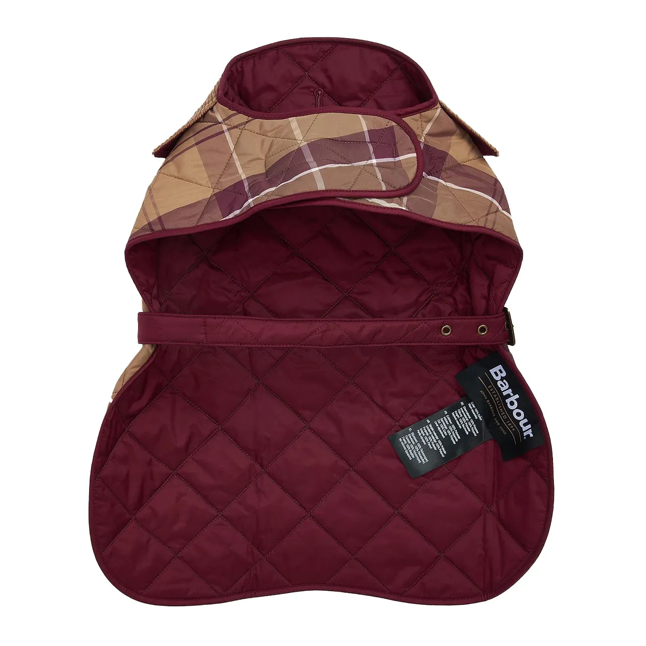 Barbour Tartan Dog Coat Muted Cabernet