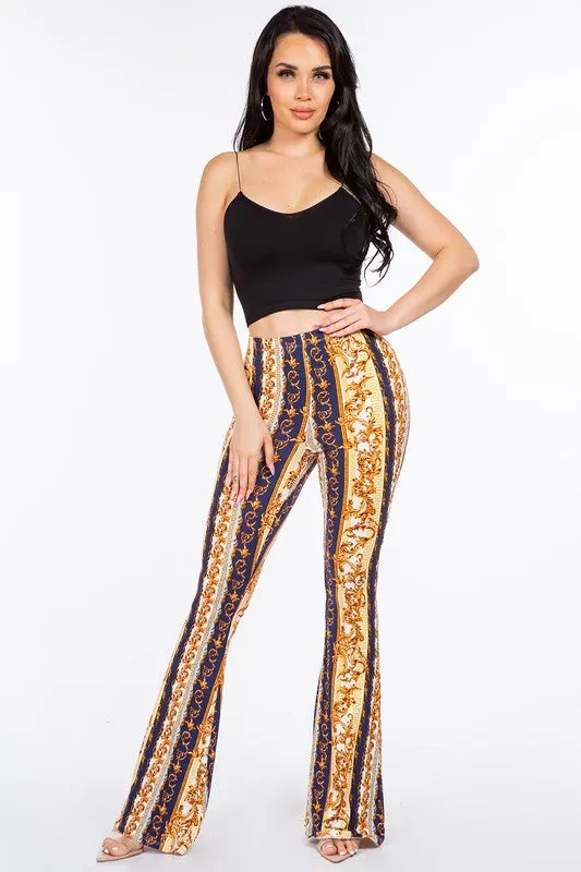 Bear Dance Baroque Chain Scroll Skinny Pants - Blue