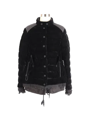 Beatrice Velvet Puffer Jacket w/ Lace Trim