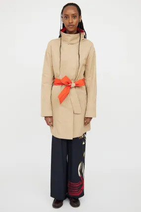 Beige & Orange Reversible Trench Coat