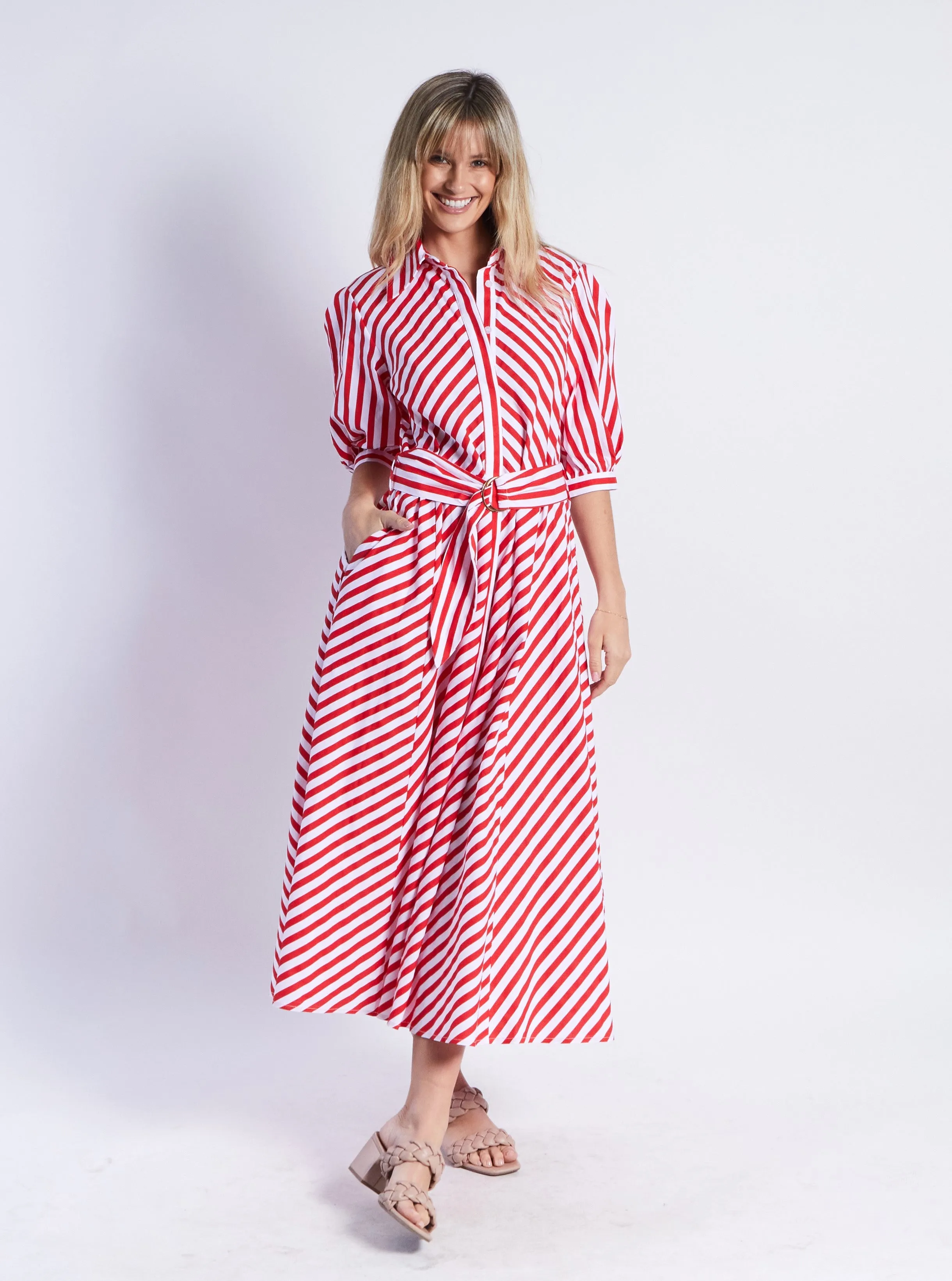 Bianca Dress - Red Stripes