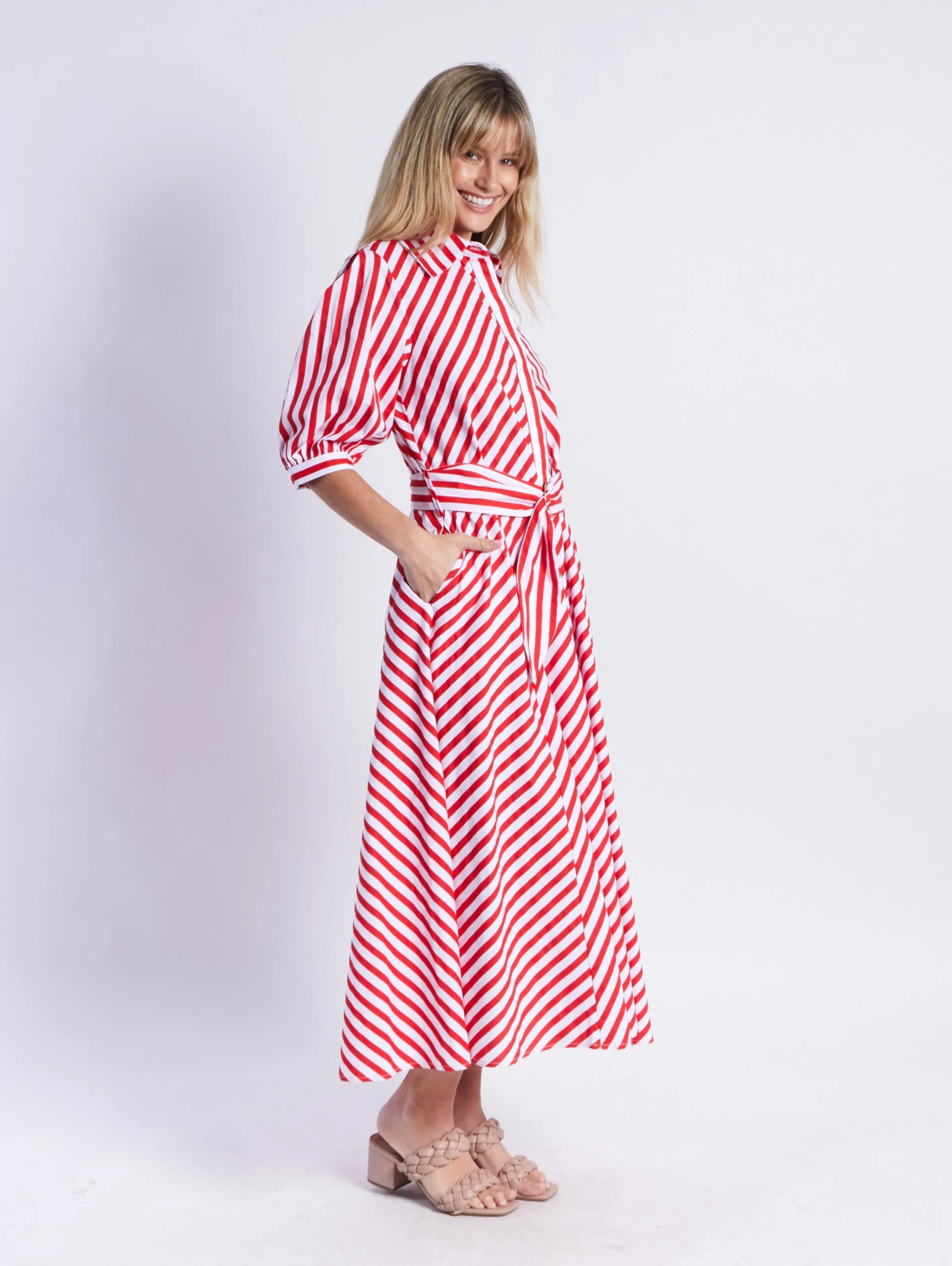 Bianca Dress - Red Stripes