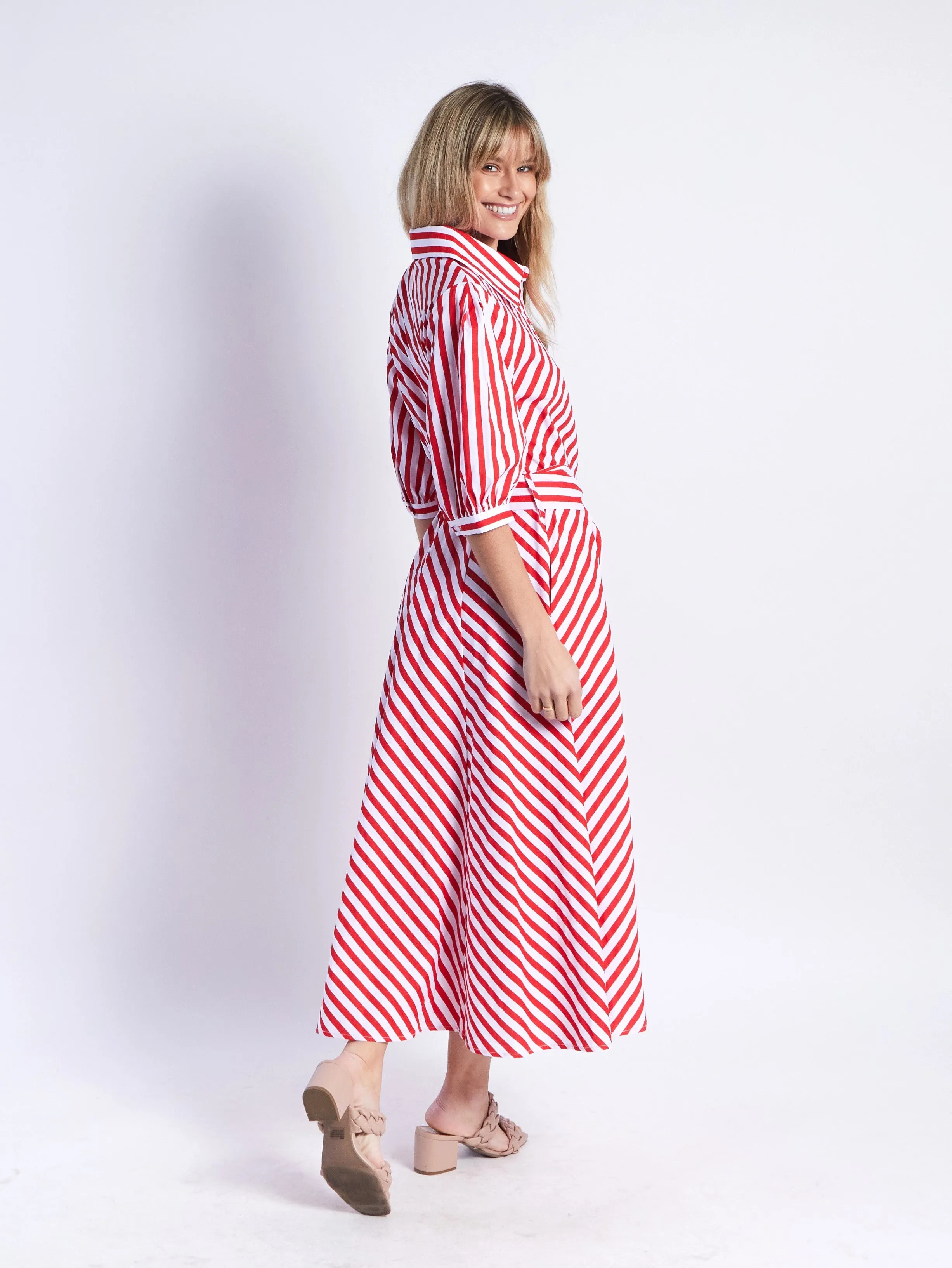 Bianca Dress - Red Stripes