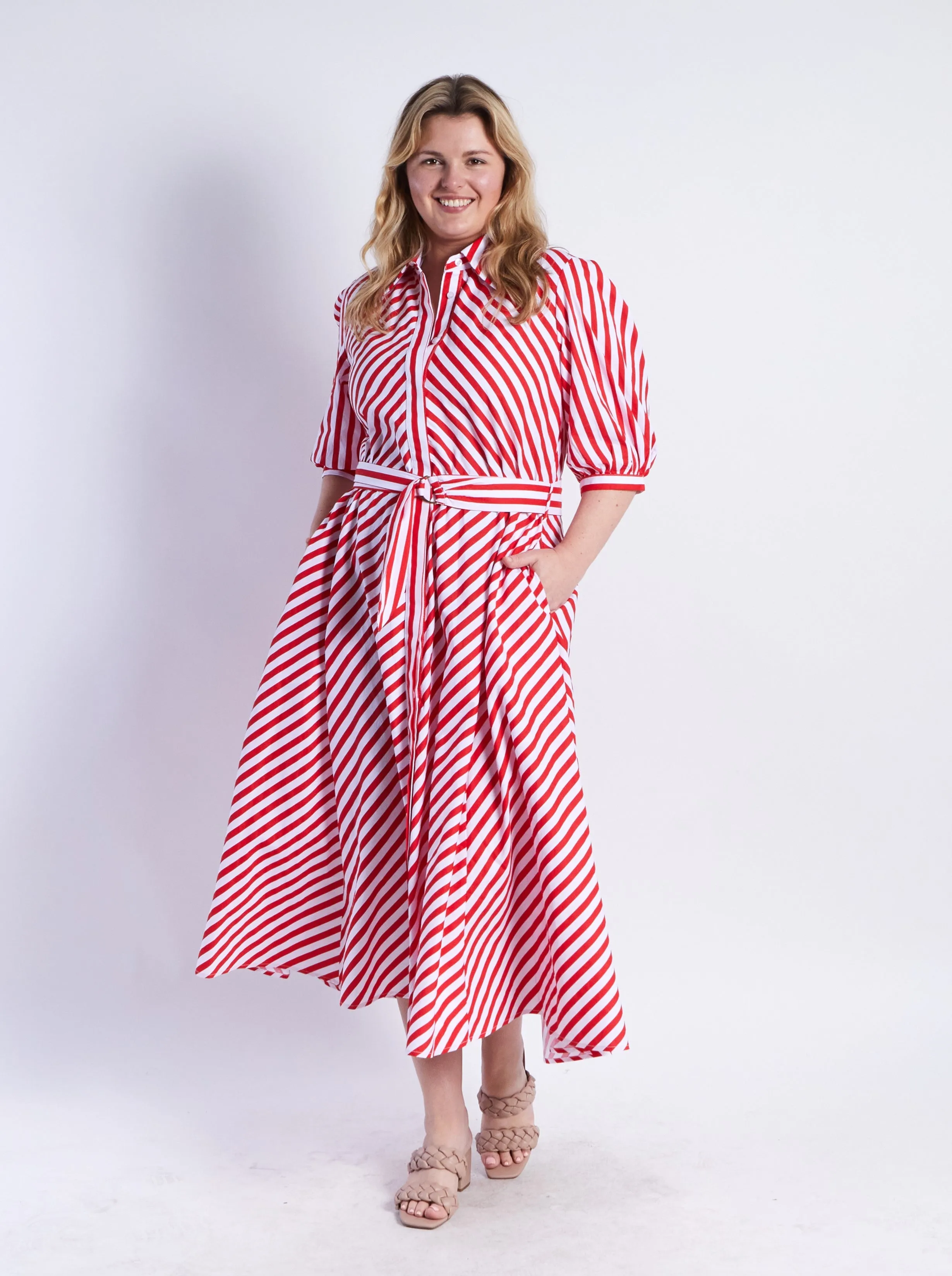 Bianca Dress - Red Stripes