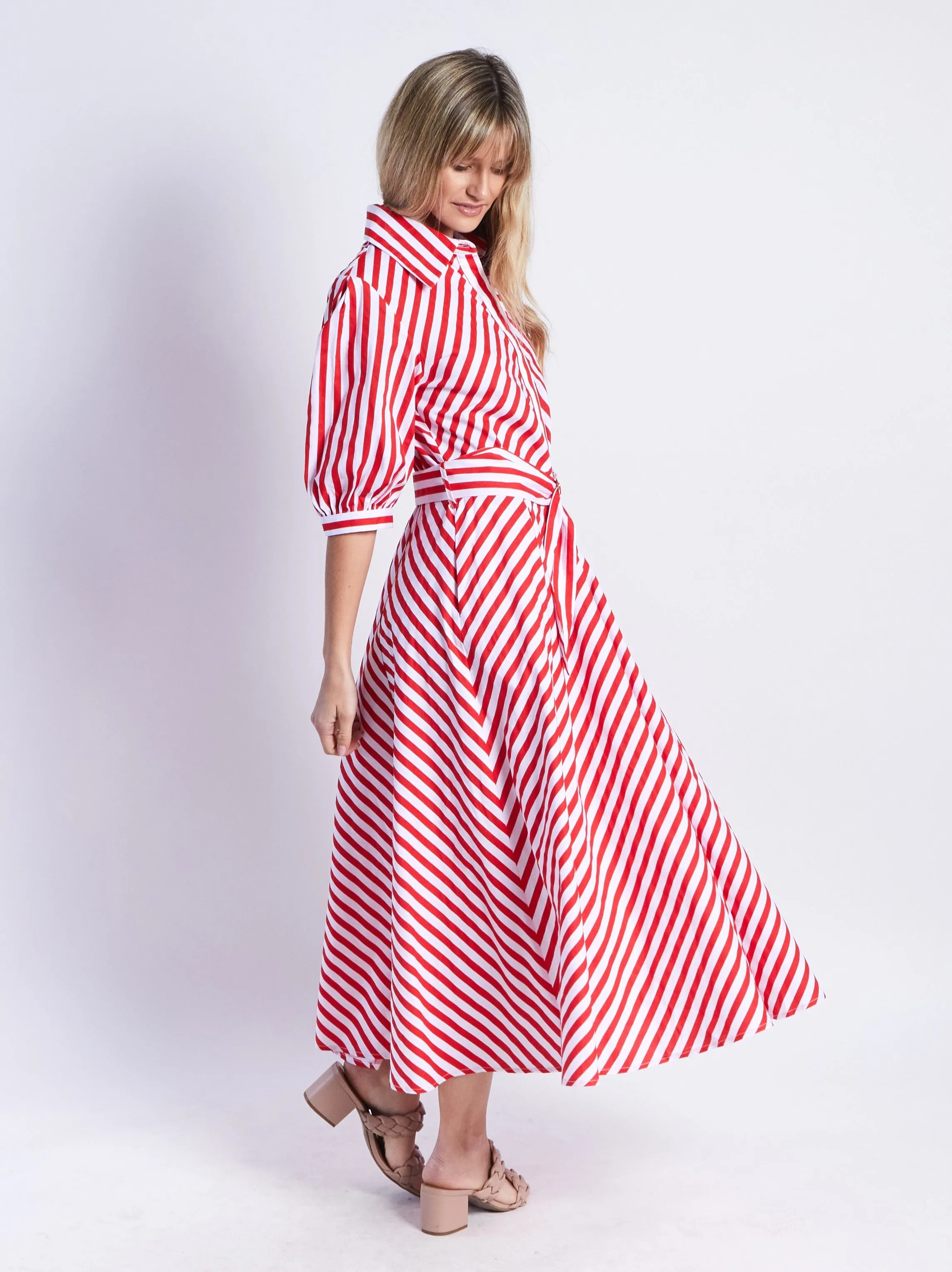 Bianca Dress - Red Stripes