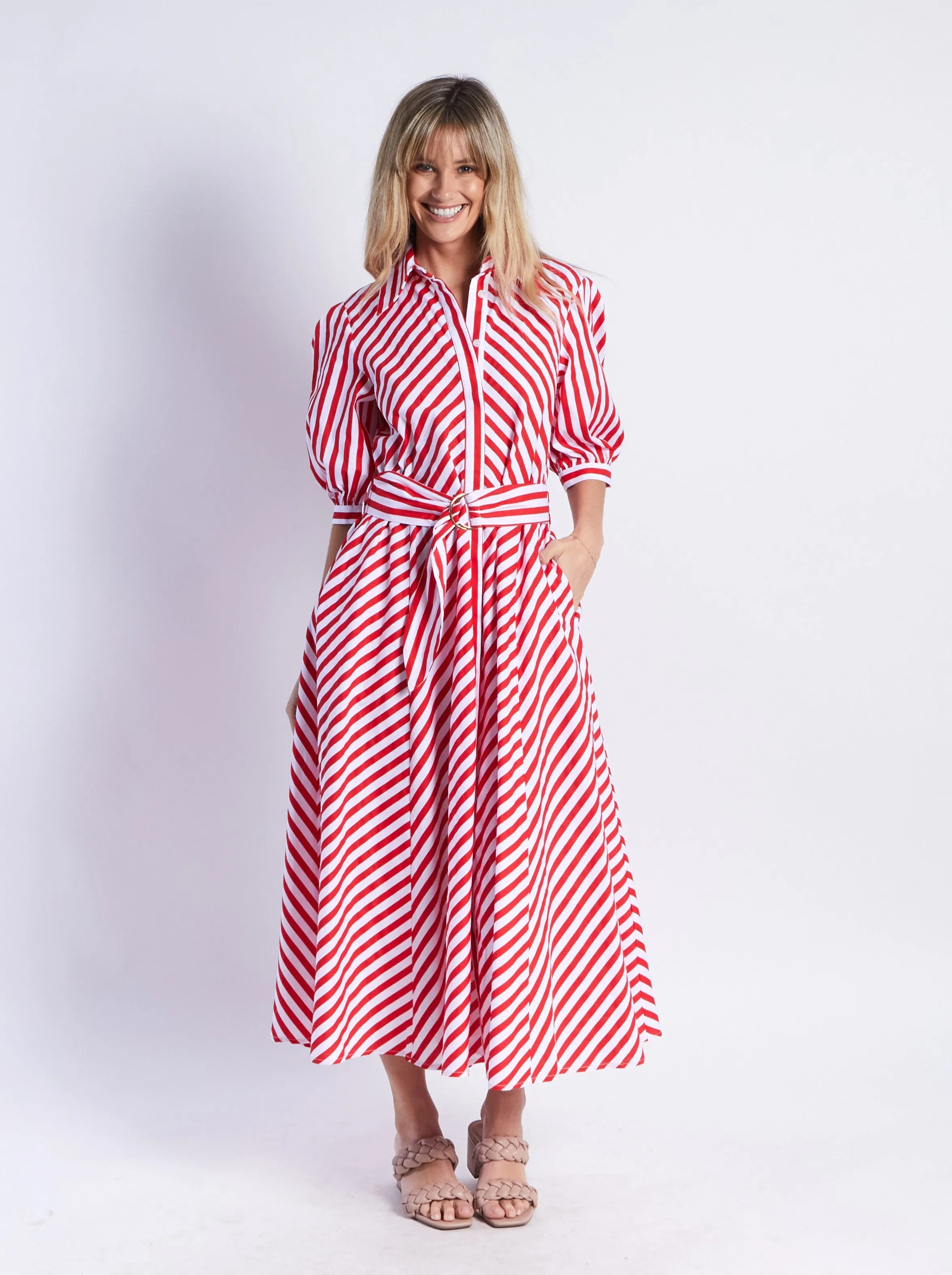 Bianca Dress - Red Stripes