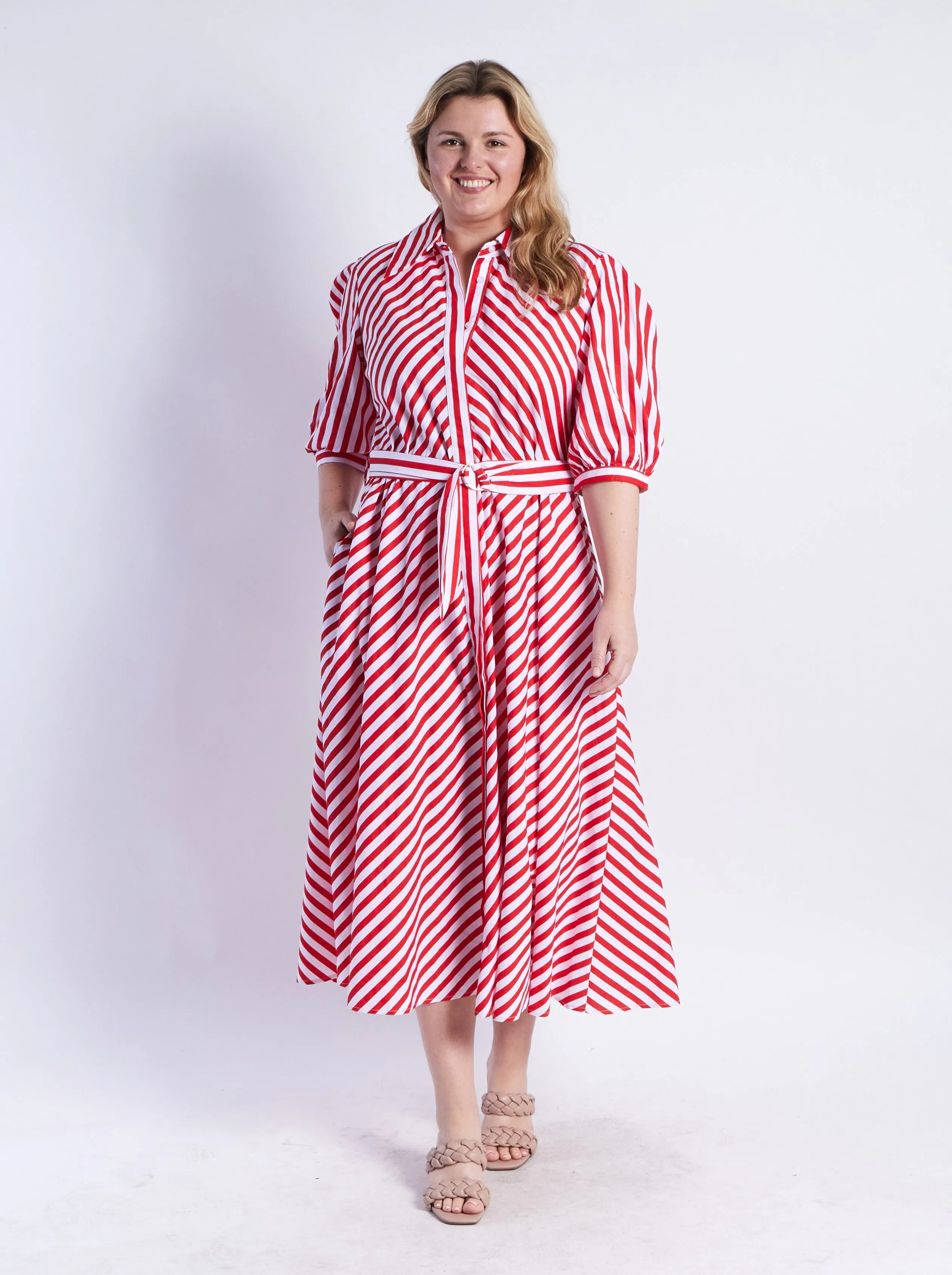 Bianca Dress - Red Stripes