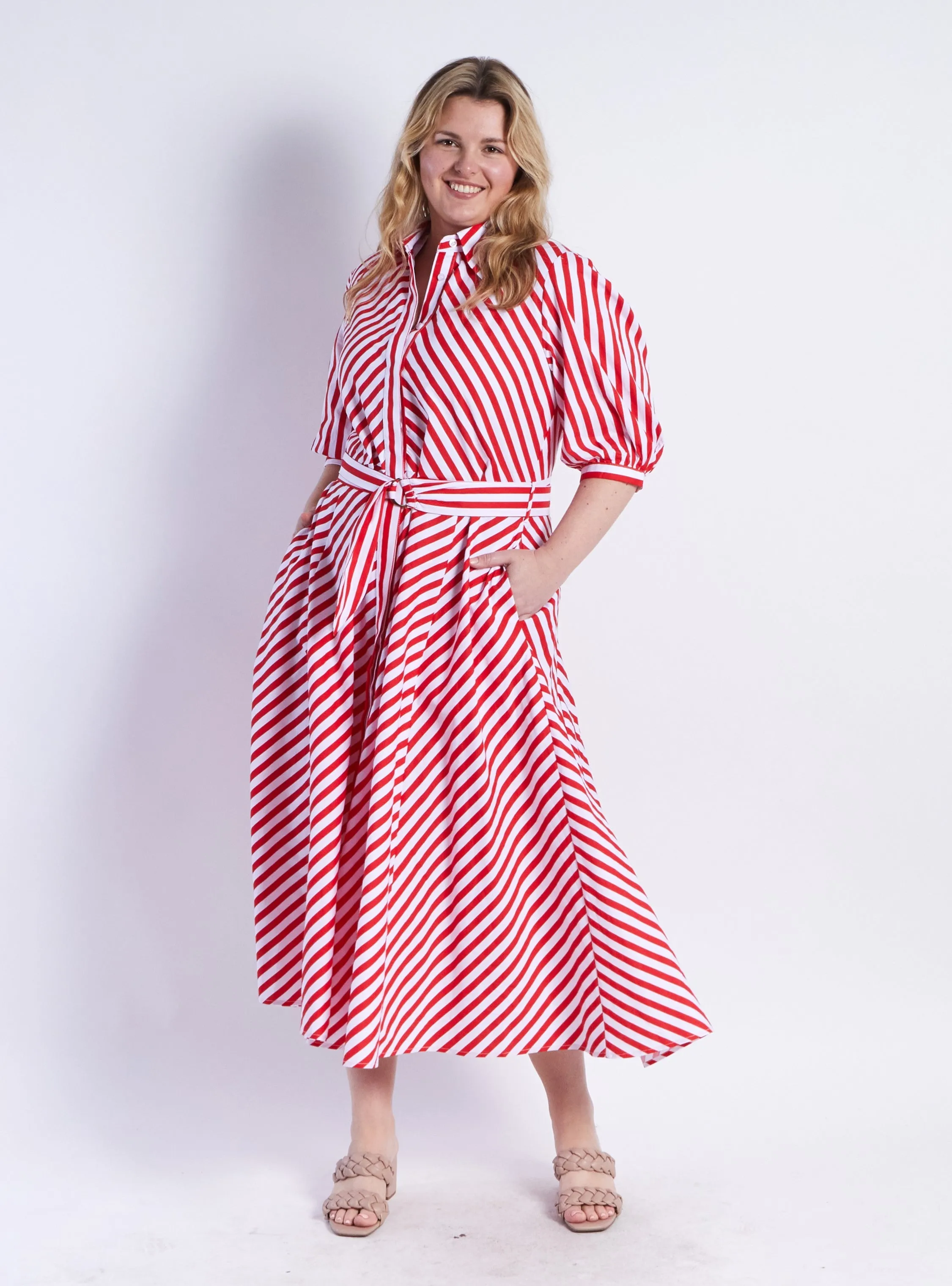 Bianca Dress - Red Stripes