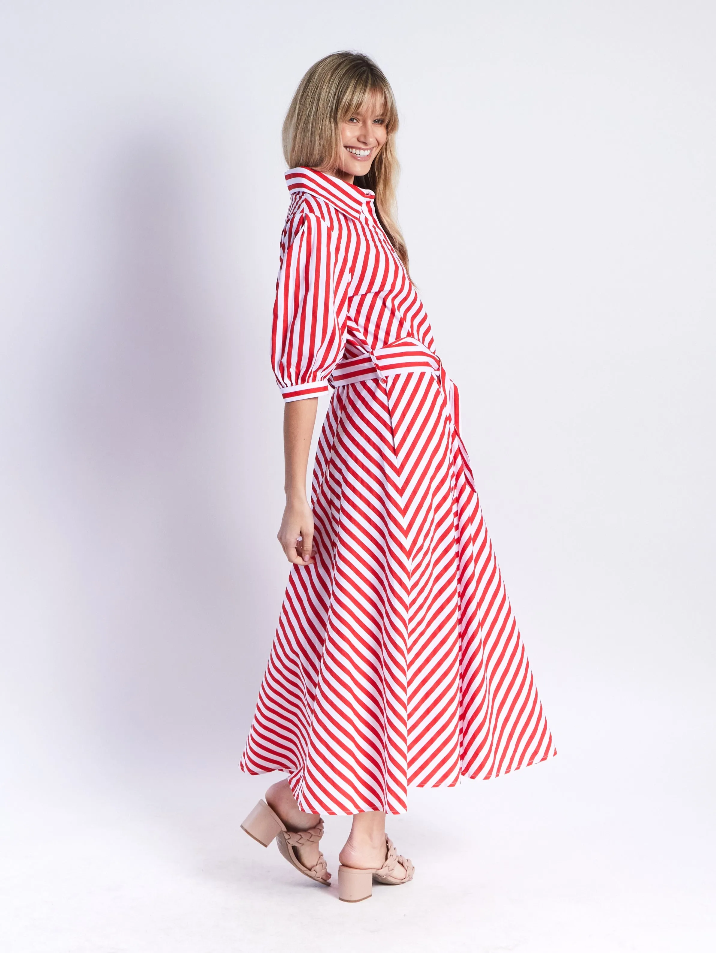 Bianca Dress - Red Stripes