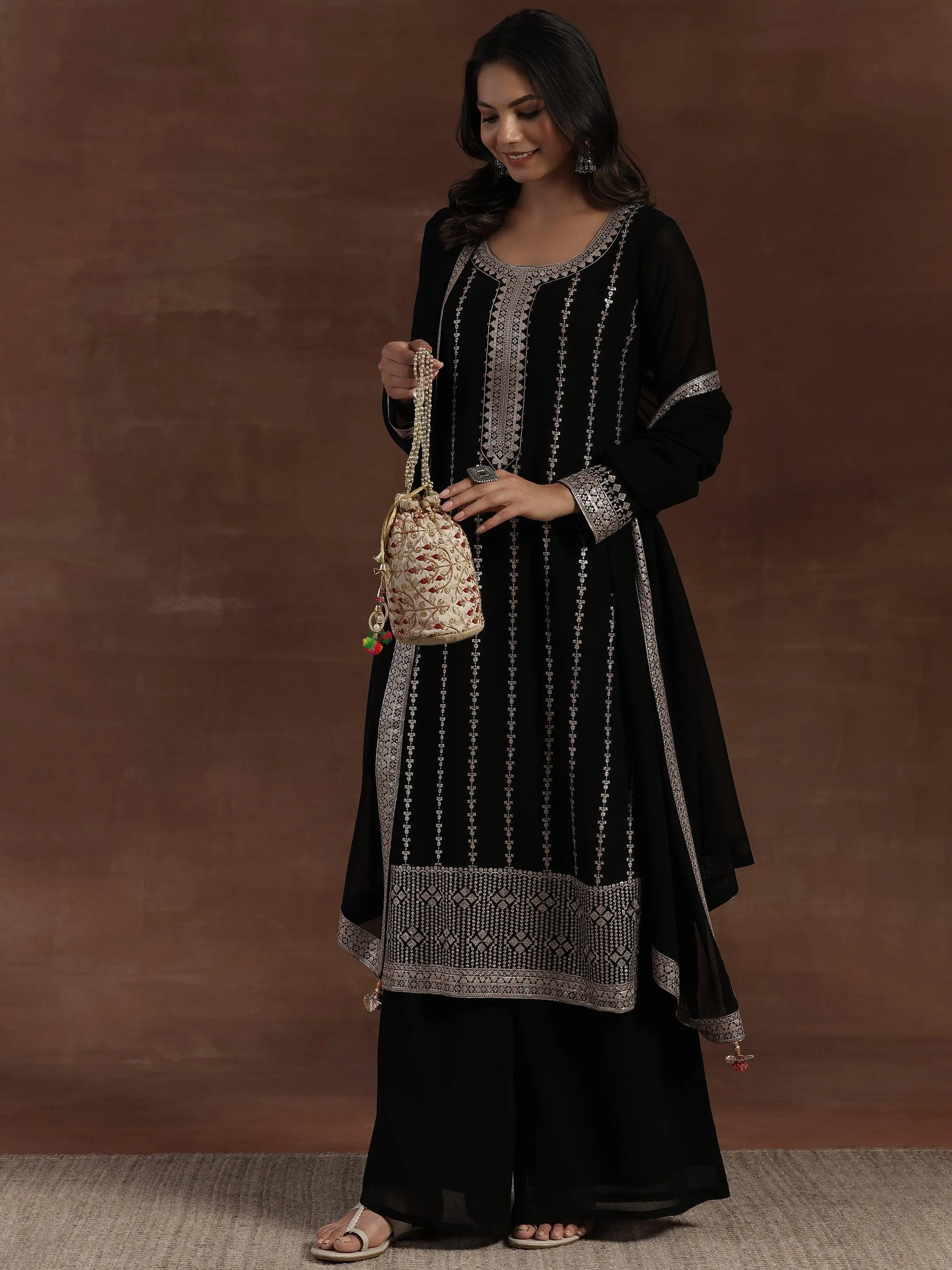 Black Embroidered Georgette Pakistani Suit