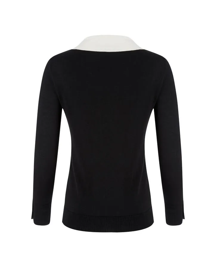 Black/Ivory Bardot Side Tie Sweater