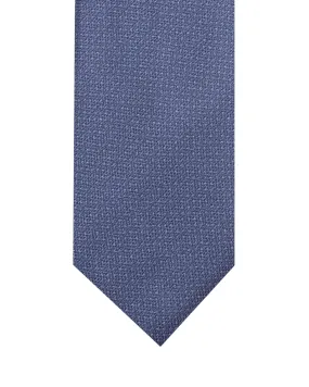 Blue Knitted Look Italian Silk Printed Tie