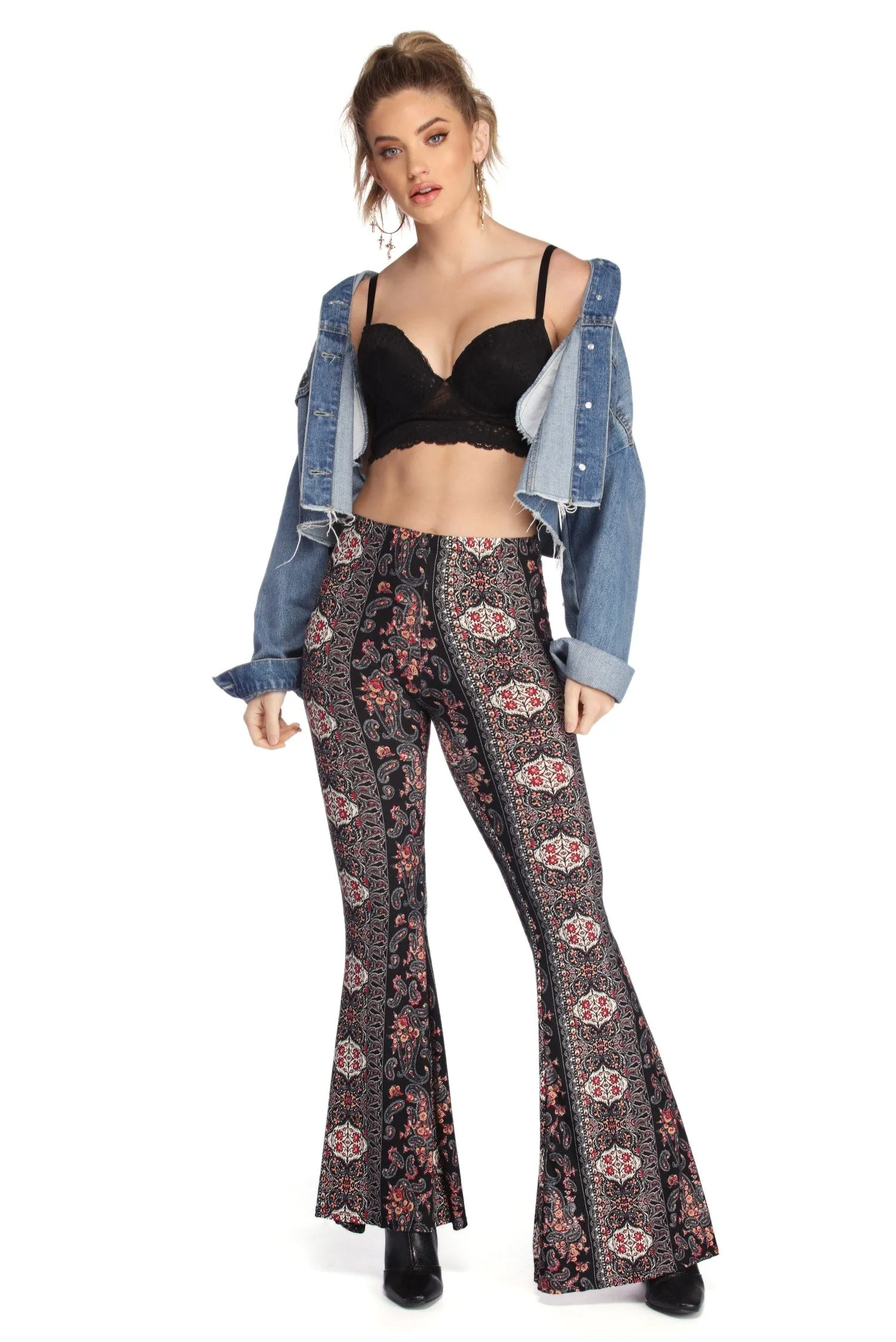 Boho Wanderer Paisley Flared Pants