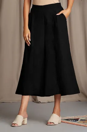 box pleated culotte - deep black