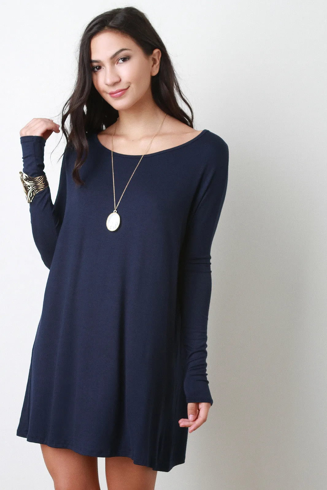 Boxy Long Sleeve Mini Dress