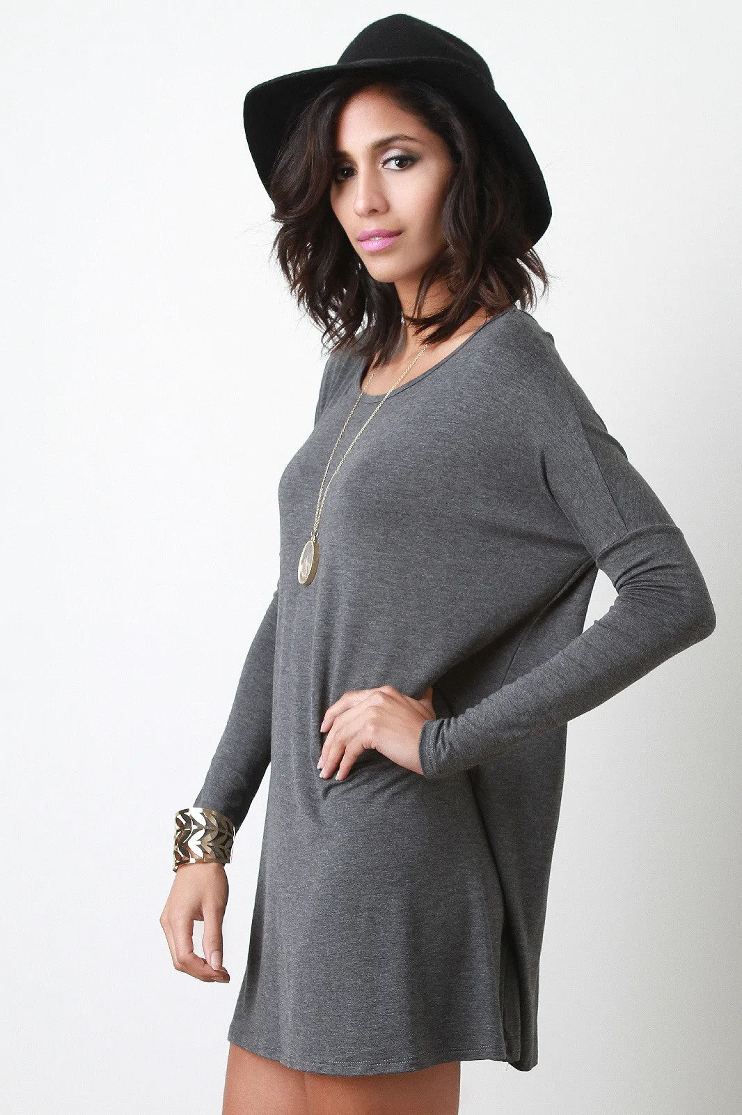 Boxy Long Sleeve Mini Dress