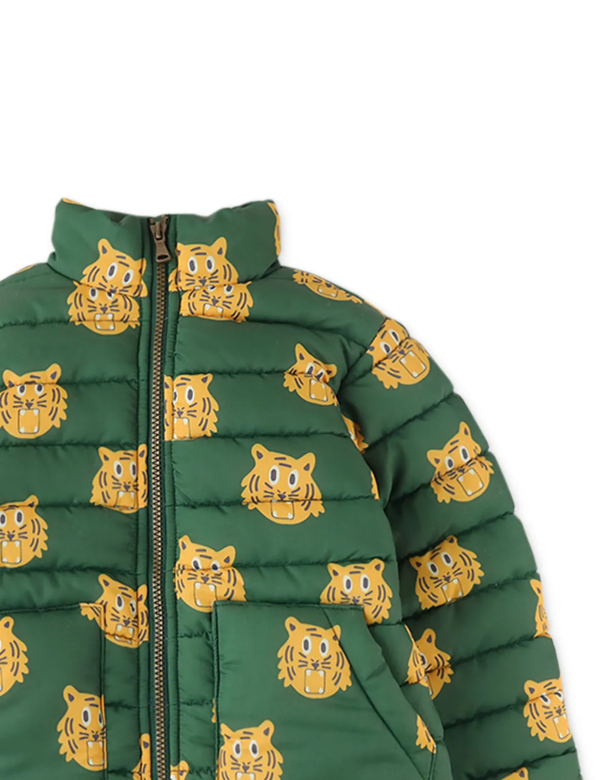 BOYS TIGER HEADS PRINT PUFFER JACKET