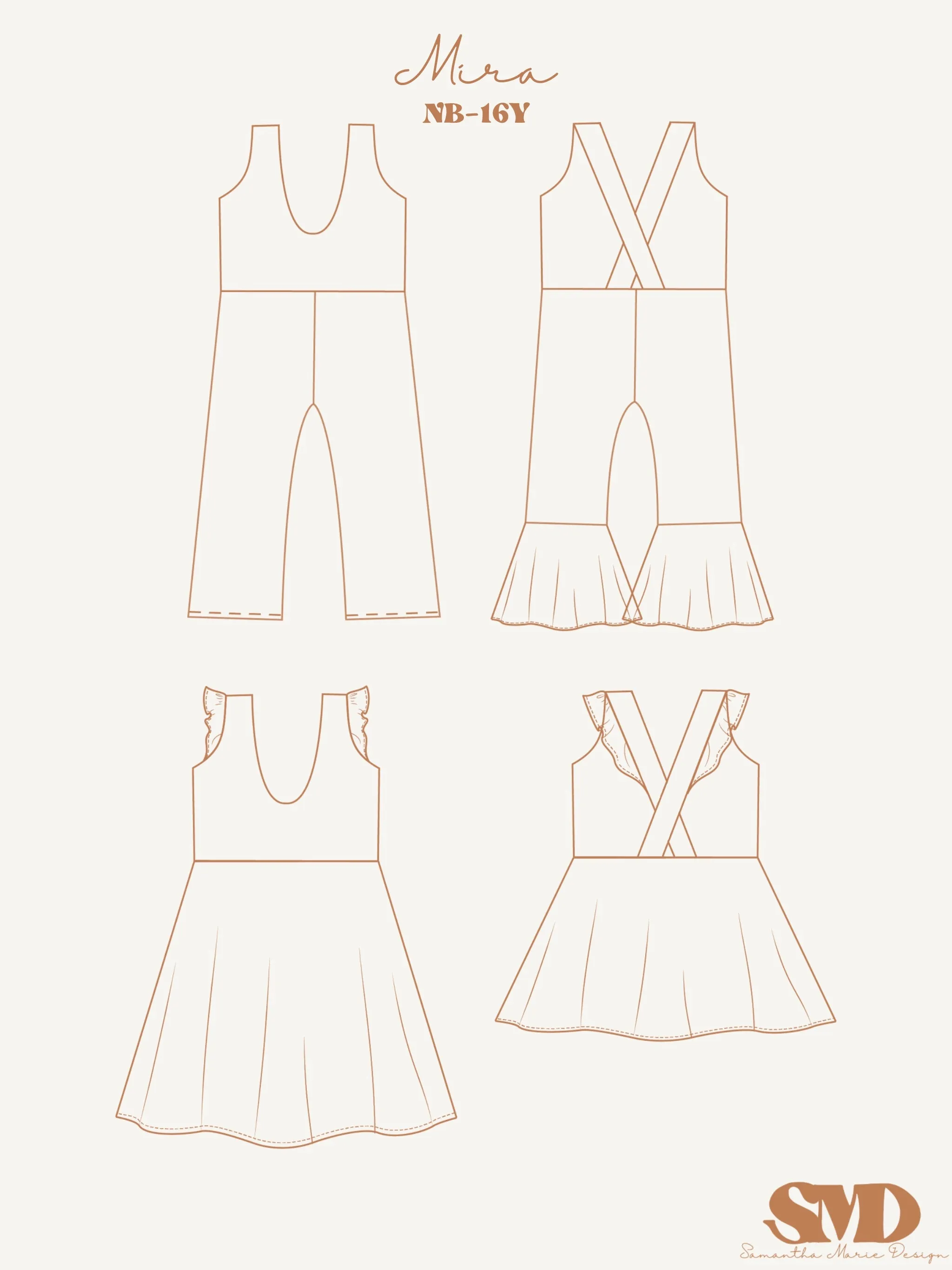 BUNDLE Mira Pinafore and Jumpsuit Digital Sewing Pattern