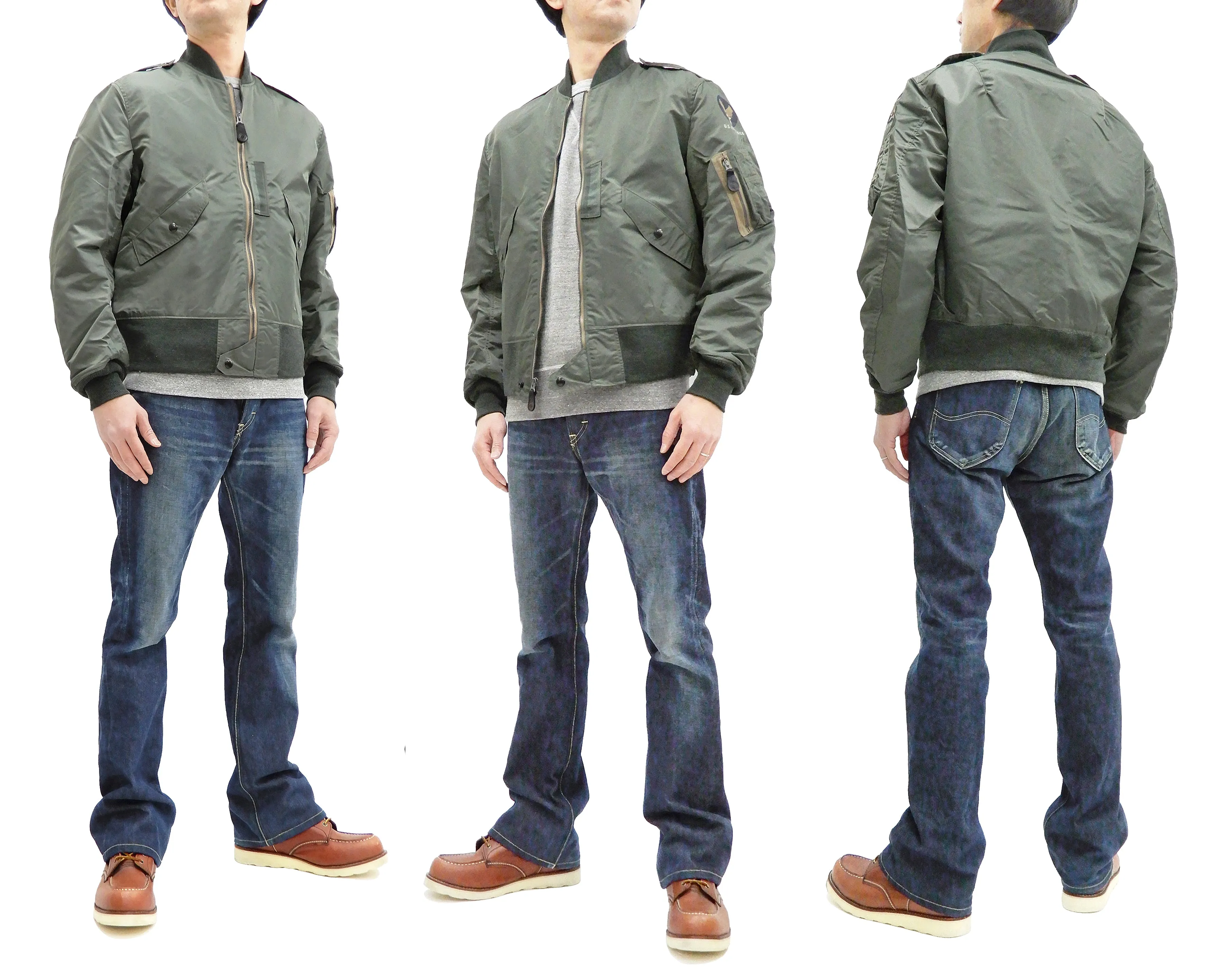 Buzz Rickson Jacket Men's L-2B Flight Jacket Plain Bomber Jacket L2B BR14870 Sage-Green