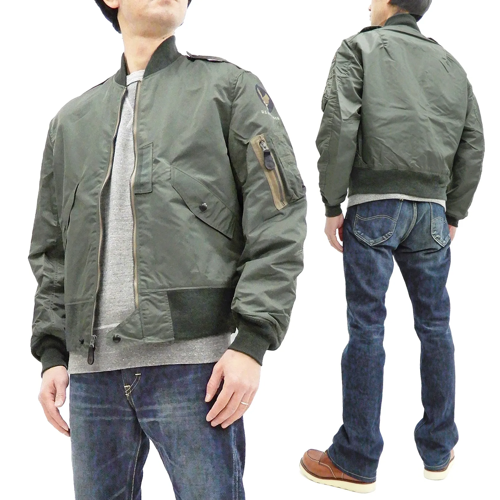 Buzz Rickson Jacket Men's L-2B Flight Jacket Plain Bomber Jacket L2B BR14870 Sage-Green