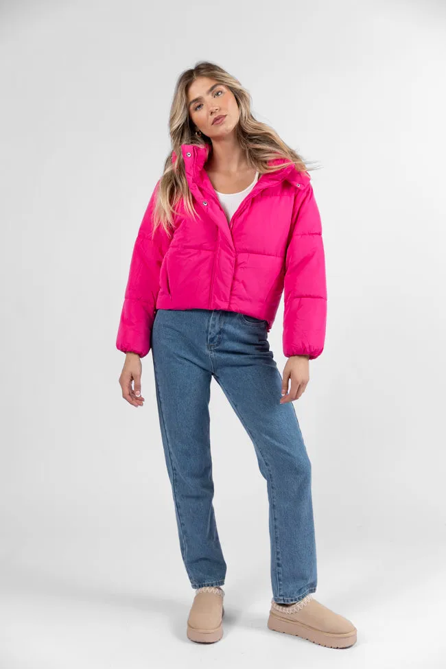 Called It Fuchsia Hooded Puffer Jacket FINAL SALE