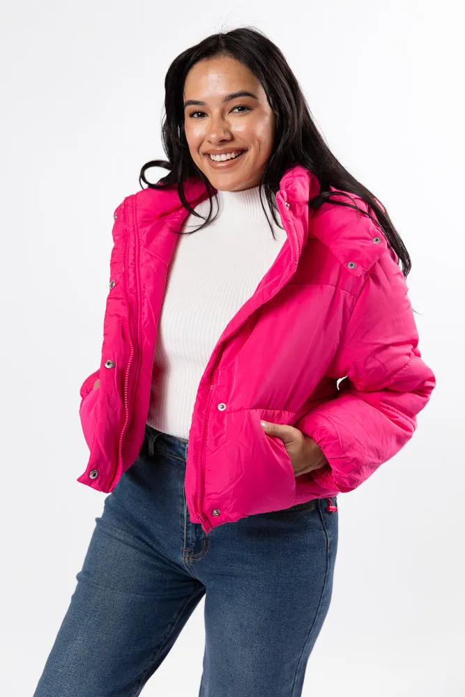 Called It Fuchsia Hooded Puffer Jacket FINAL SALE