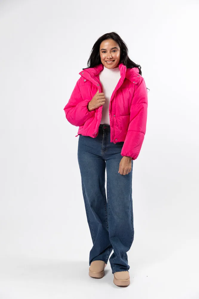 Called It Fuchsia Hooded Puffer Jacket SALE