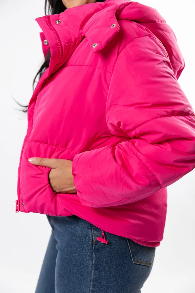 Called It Fuchsia Hooded Puffer Jacket SALE