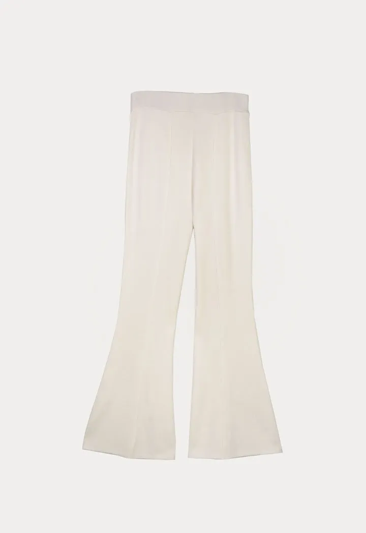 Choice Knitted Flared Hem High Rise Pants Winter White