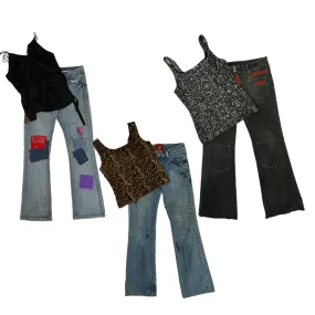 Classic combo: y2k bell bottom jeans and top (NS-396)