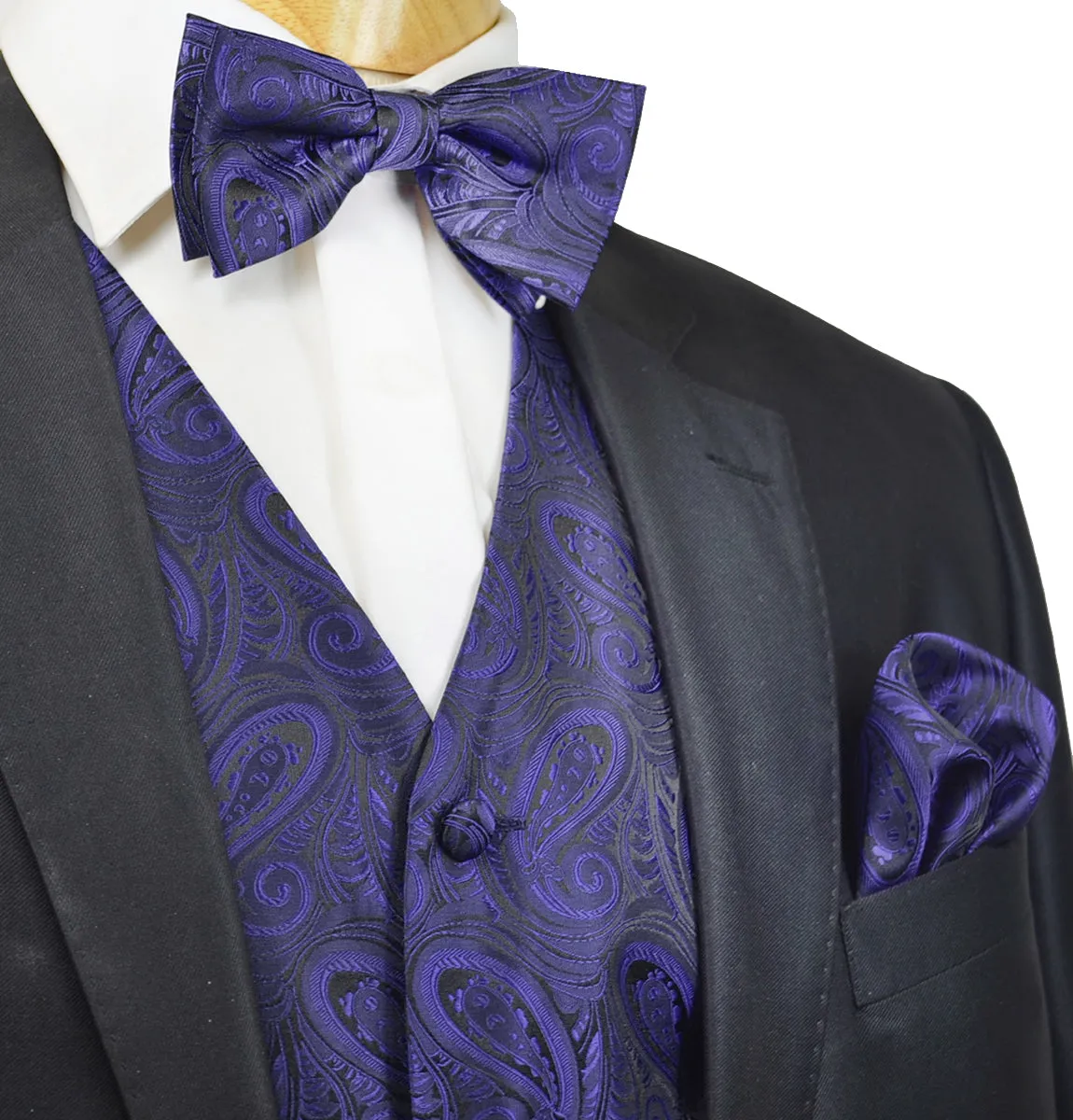 Classic Navy Blue Paisley Tuxedo Vest Set