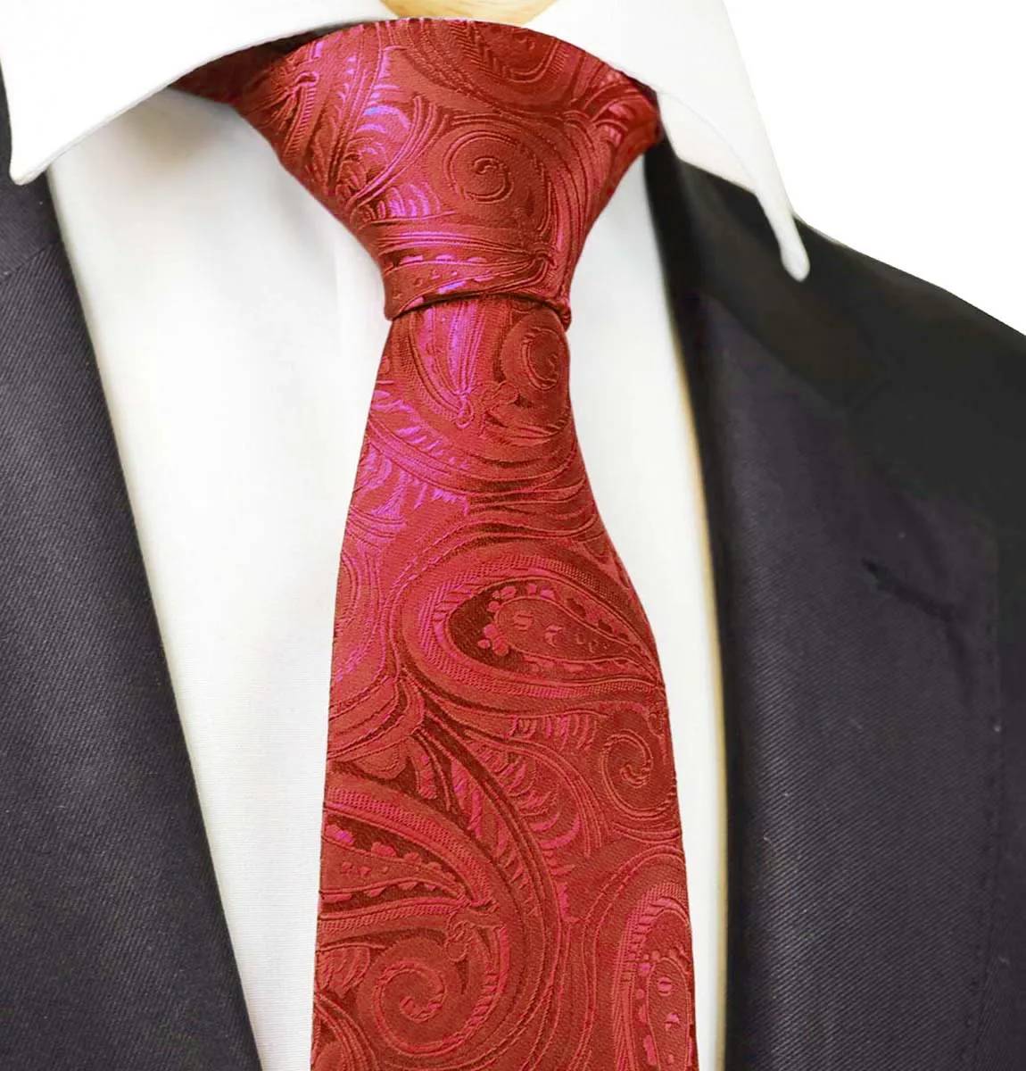 Classic True Red Paisley Tuxedo Vest Set