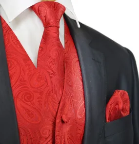 Classic True Red Paisley Tuxedo Vest Set