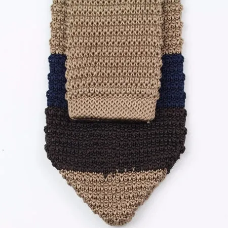 Classy Men Blue Beige Brown Knitted Tie