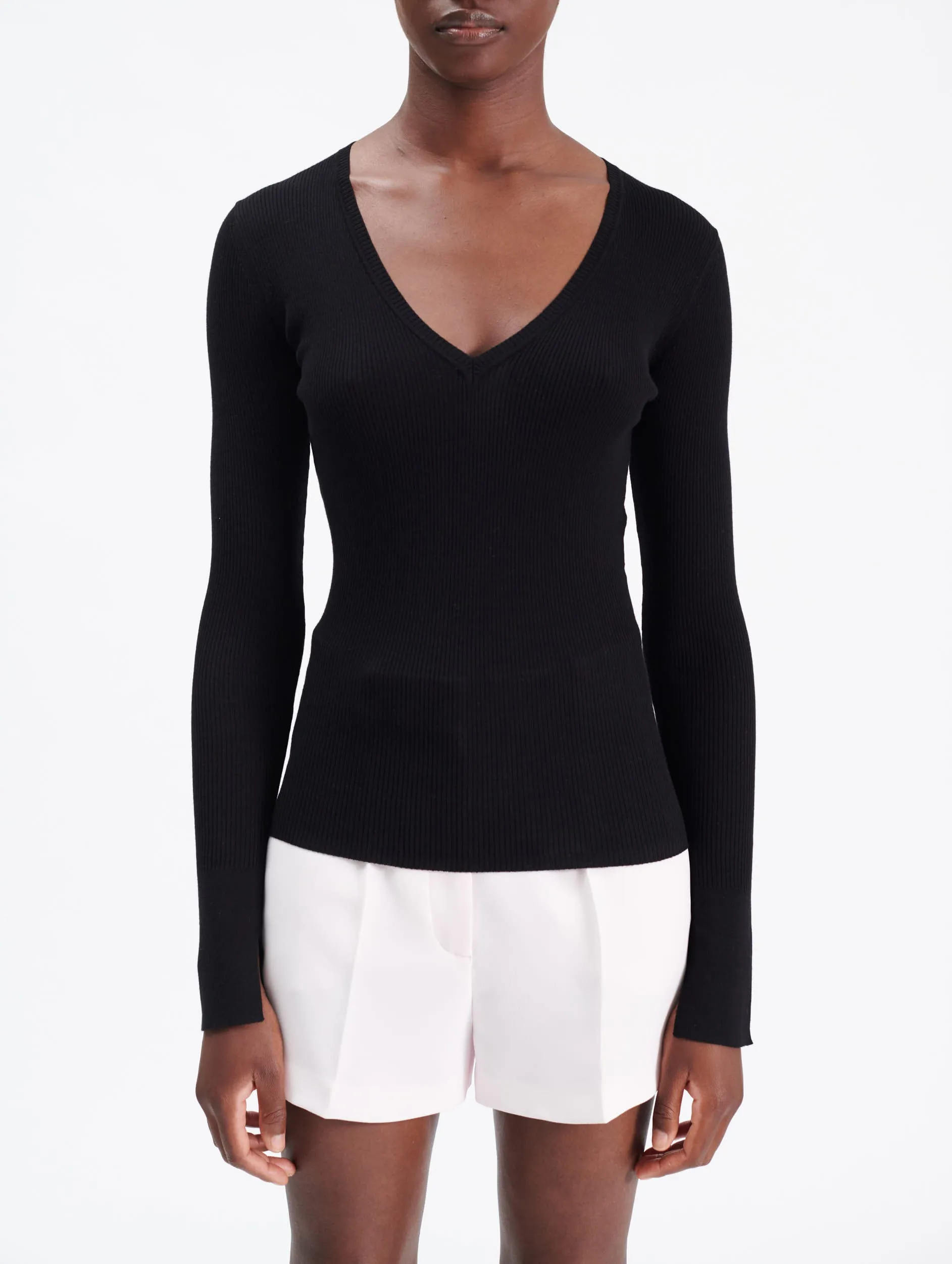 Close-fit cotton blend sweater