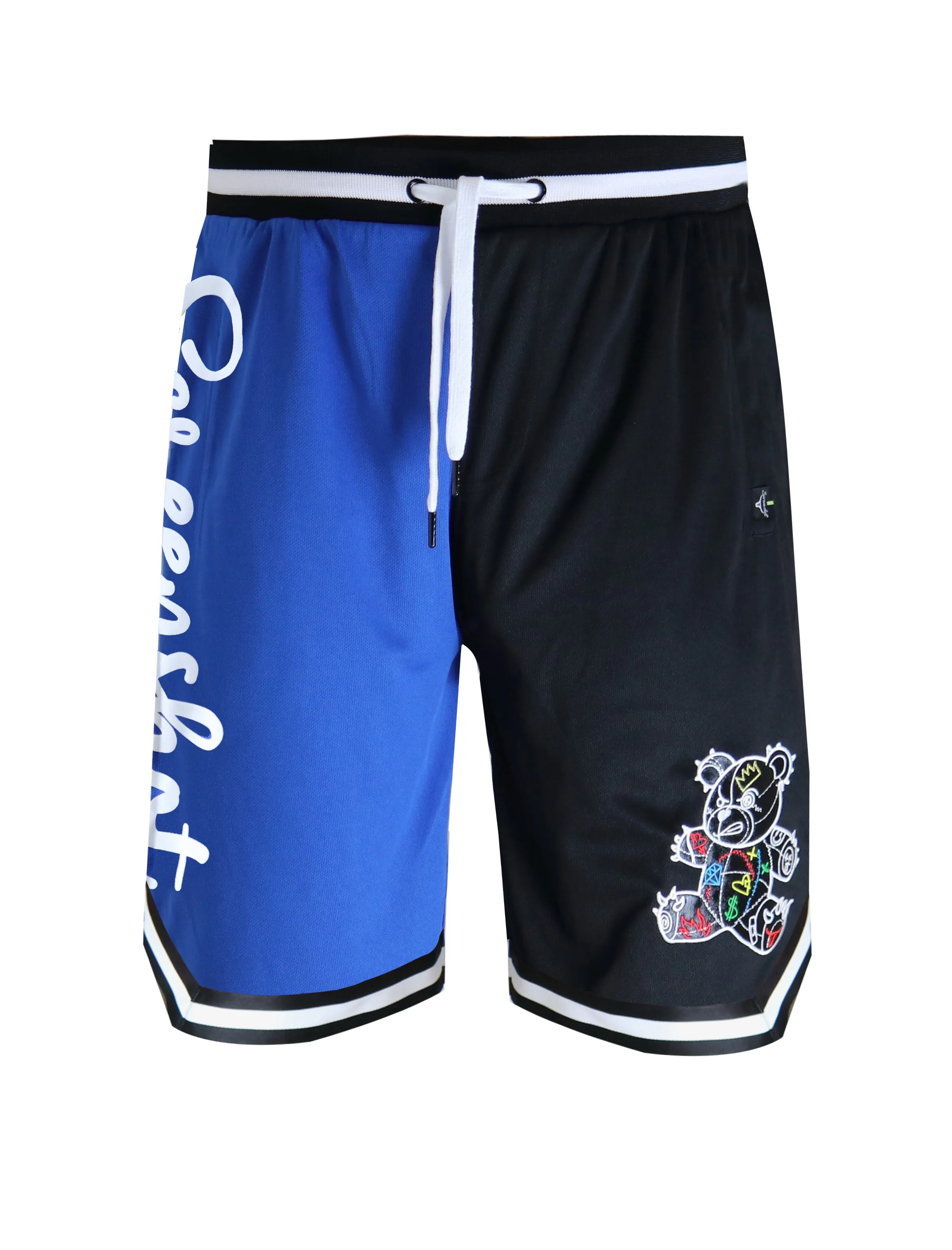 COLOR BLOCK MESH SHORTS - SS1113 (BLACK /ROYAL)