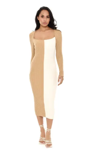 Colourblock Rib Midi Dress