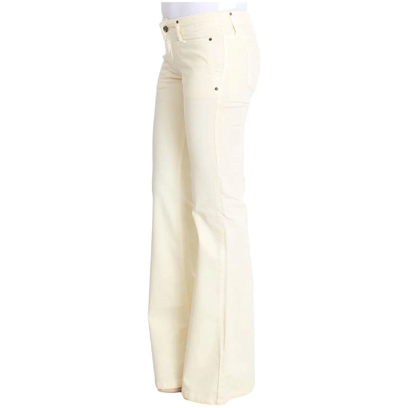 Costume National Chic Off-White Flared Designer Jeans