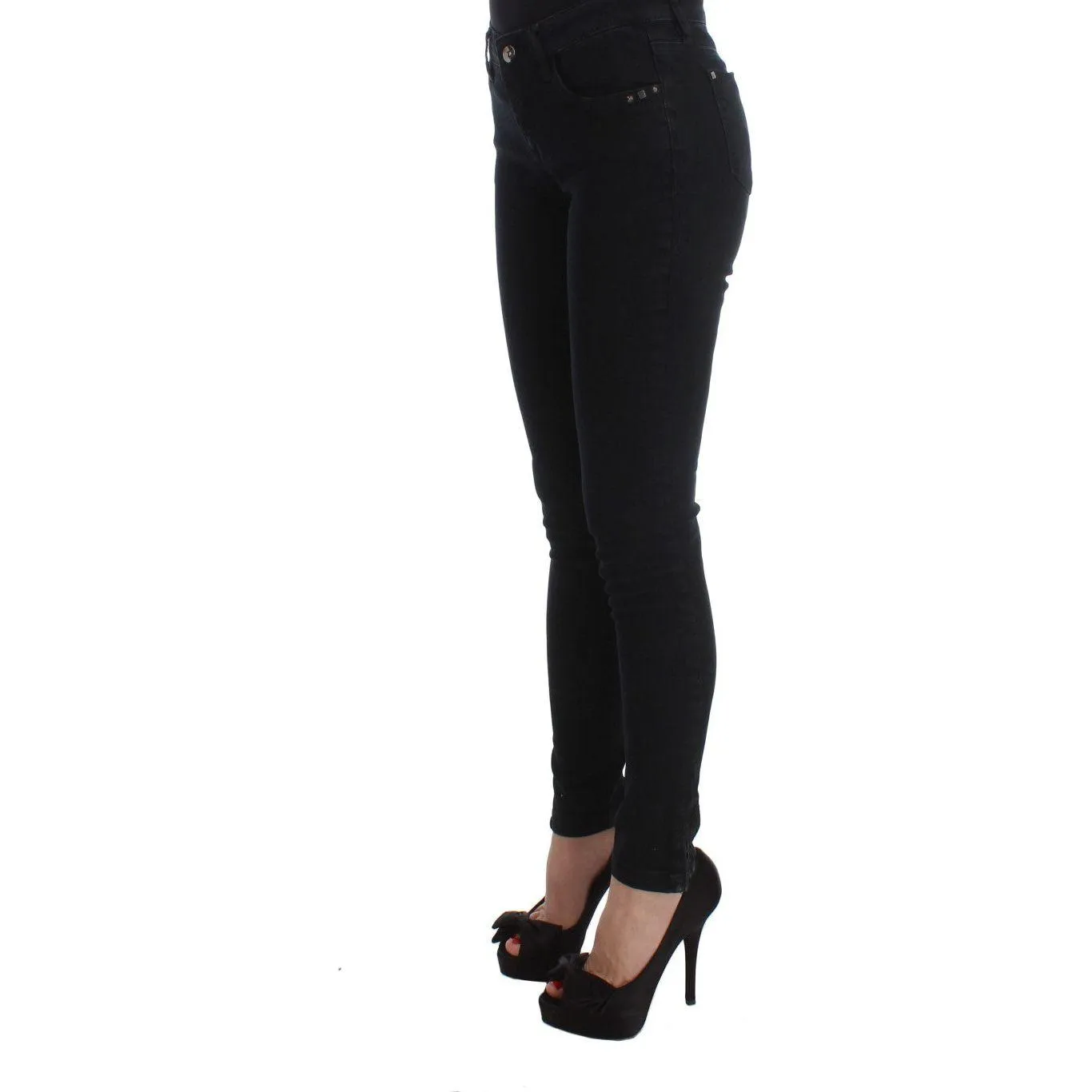 Costume National Sleek Black Slim Fit Designer Jeans