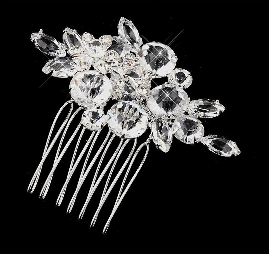 Crystals & Rhinestones Flower Bridal Hair Comb